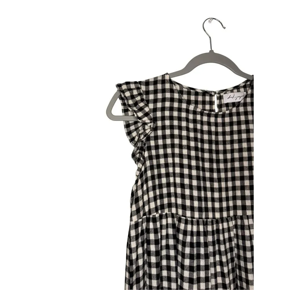 Petal & Pup Black Gingham‎ Plaid Tiered Rylan Dress Size 4